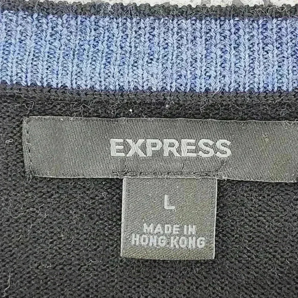 Express 100% Merino wool crewneck striped men's L - Picture 4 of 6
